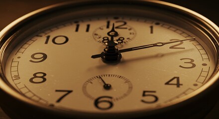 Vintage Analog Clock Face Timekeeping Seconds Minutes Hours