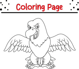 Cute Eagle Coloring Page. Bird coloring book page for kids