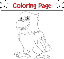 Cute Eagle Coloring Page. Bird coloring book page for kids