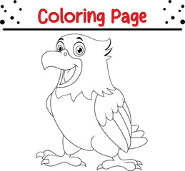 Cute Eagle Coloring Page. Bird coloring book page for kids