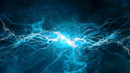 Fototapeta premium Abstract representation of electric currents flowing through a dark blue background, creating dynamic energy