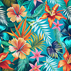 flowers tropical patterns oil painting tie dye scrapbook paper generate ai