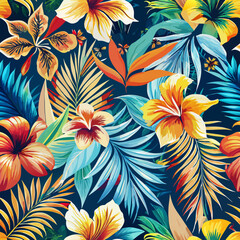 flowers tropical patterns oil painting tie dye scrapbook paper generate ai