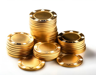 Gold poker chips cut out