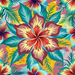 flowers tropical patterns oil painting tie dye scrapbook paper generate ai