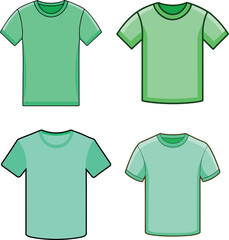 Green T-Shirt Mockup Vector Set Apparel Templates
