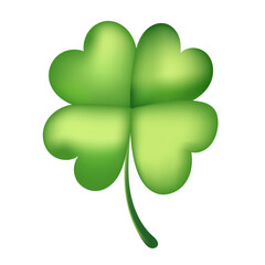 Fototapeta premium A four-leaf clover with a green color is isolated as a symbol of luck and St Patricks Day. Lucky Shamrock concept.