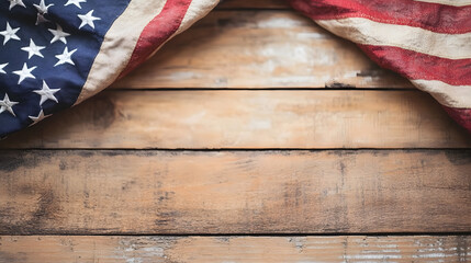 Obraz premium Rustic American Flag on Wooden Background for Patriotic Themes : Generative AI