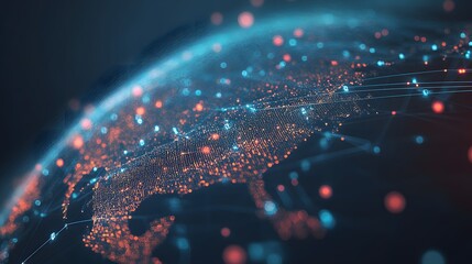 Abstract Digital Globe with Connected Dots in Dark Background