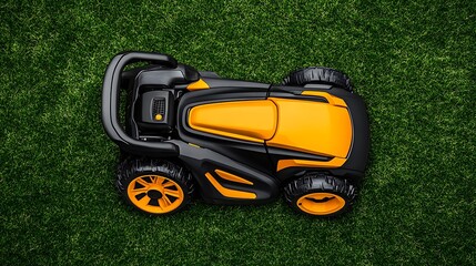 Modern Cordless Lawn Mower on Lush Green Grass AI Generated