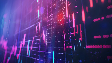 Abstract digital financial data visualization with vibrant colors and glowing lines