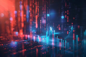 Fototapeta premium Abstract digital data visualization with vibrant colors and glowing elements depicting trends
