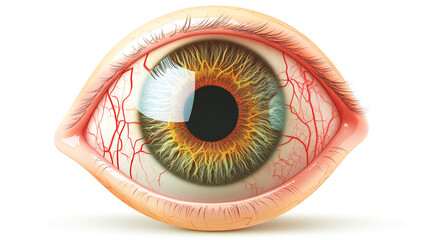 Realistic human eye close-up. Human eye blue isolated on white photorealistic ,3d illustration. Digital illustration of eye.