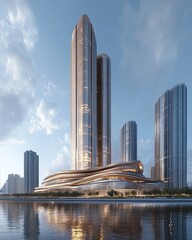 Naklejka premium Modern skyscraper with stunning architecture.