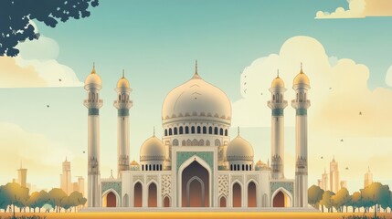 Majestic Mosque Architecture Cityscape Sunrise