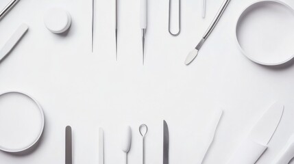 Lipid research shown with a close-up of scientific tools on a white surface. Featuring organization and simplicity