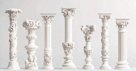 Naklejka premium Collection of Ornate White Columns