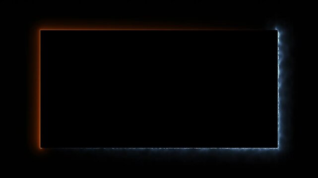 Abstract glowing neon rectangle border frame. Glowing neon fire rectangle border frame animation  on black background 