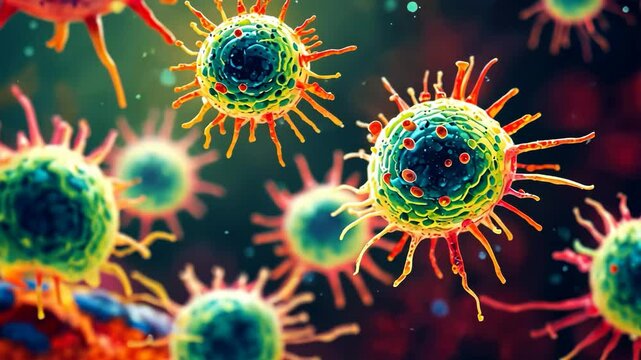 Exploring the Microscopic World, Detailed 3D Animation of Virus Cells and Their Impact on Human Health and Spread Awareness