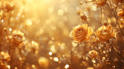elegance gold rose on blur background