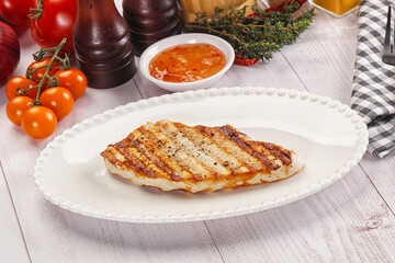 Grilled turkey fillet steak with sauce