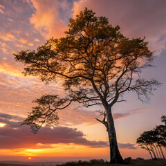 Obraz premium Stunning Sunset Tree Silhouette