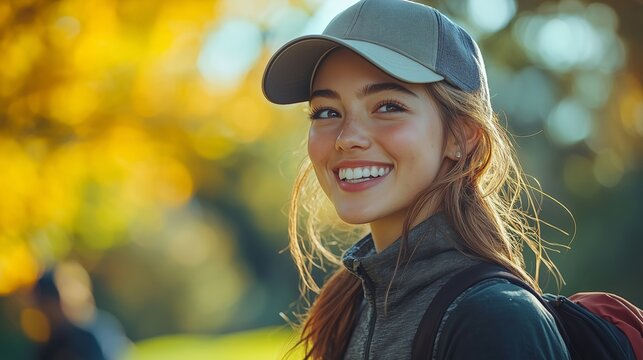 A female golfer laughing with her caddy during a casual game - Powered by Adobe