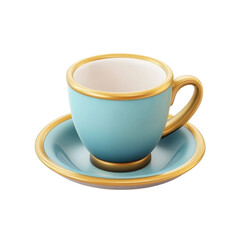 Elegant Teal Teacup and Saucer Gold Trimmed