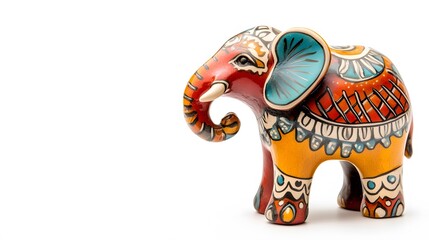 Obraz premium A ceramic elephant statue, isolated on white