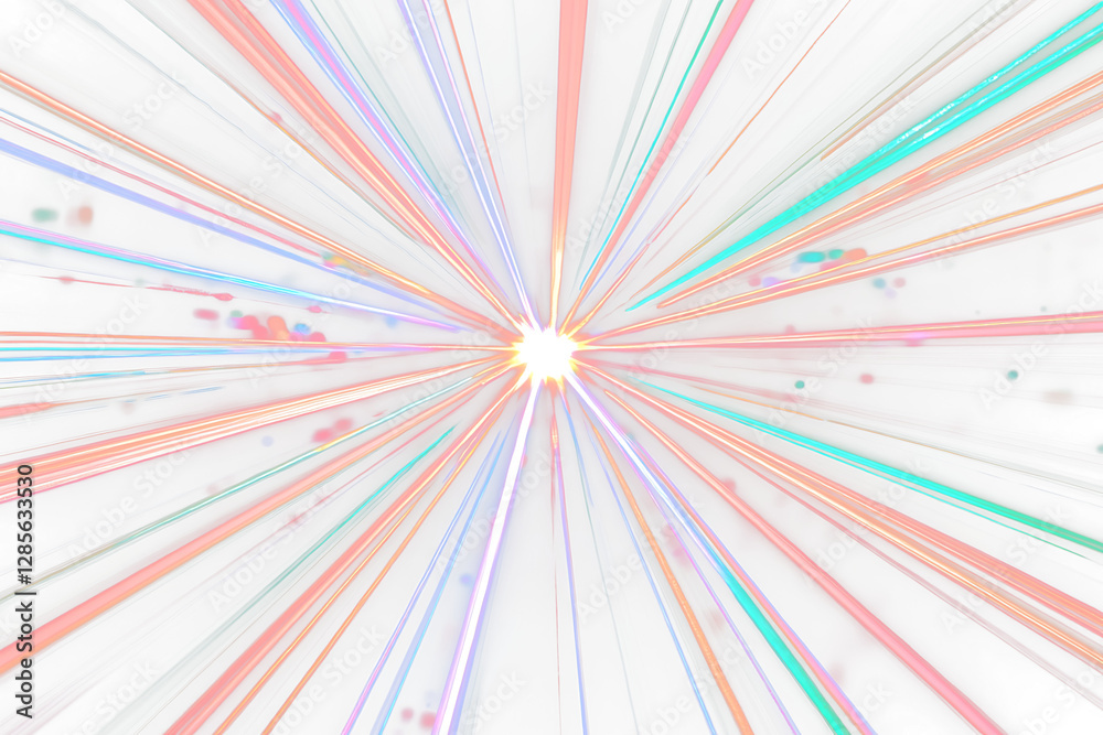 Aufkleber Abstract colorful light rays radiating from center.