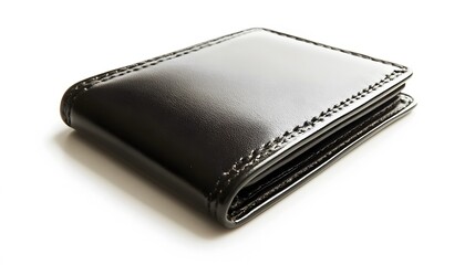 A black leather wallet, isolated on white
