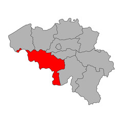 Obraz premium Hainaut of Belgium map symbol, travel web flat concept icon vector illustration .