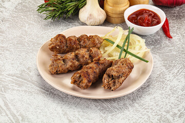 Beef kebab minced meat with onion