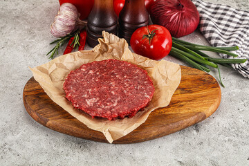 Raw beef burger cutlet minced meat