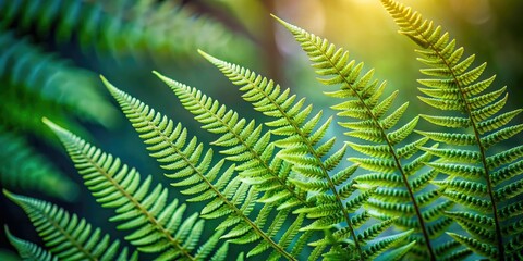 Delicate fern fronds with intricate venation and soft, velvety texture, delicate, botanical
