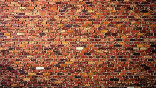 Vibrant red brick wall pattern highlighting texture and color variations