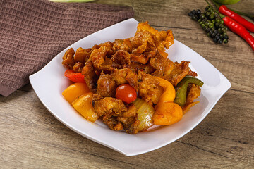 Asian cuisine - roasted crocodile meat