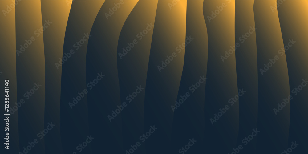 Wall mural abstract gradient design with 3d effect, smooth yellow, orange and black curved shapes creating a se