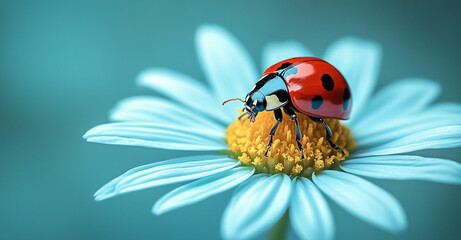Obraz premium ladybug on a white daisy. ladybug on a flower.