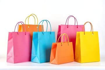 Colorful Shopping Bag on white background.