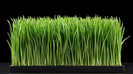 Vibrant Wheatgrass Shoots on Black Background: A Close-Up Studio Shot AI Generated