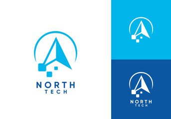 north tech pixel digital logo design concept