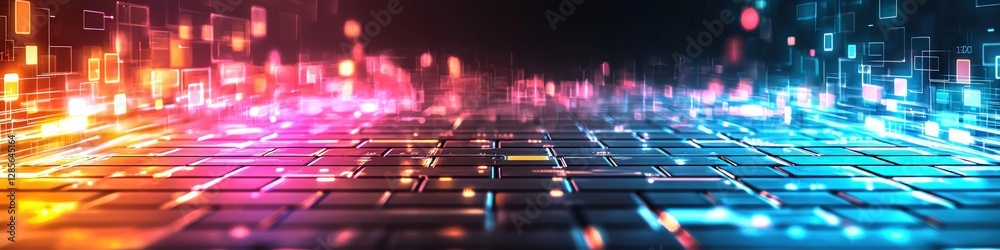 Aufkleber Vibrant Digital Background with Colorful Light Patterns and Effects