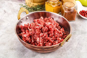 Raw beef minced meat for cooking