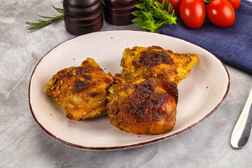 Roasted chicken thighs  with spices