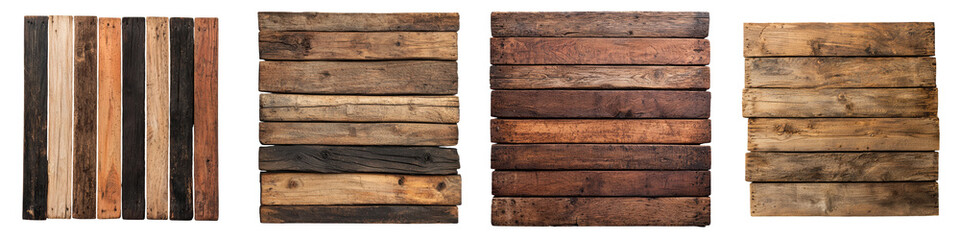 Naklejka premium Rustic Weathered Wooden Planks Textured Background for Design Vintage Distressed Grungy Wooden Boards or Panels in Various Warm Brown Tones