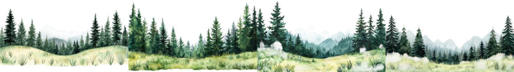 Fototapeta premium Majestic evergreen forest with towering pine trees and misty mountains in the distance Serene and tranquil natural landscape setting perfect for outdoor adventure