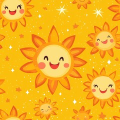 Fototapeta premium Charming sun with stars and a smile radiating joy and whimsy creating a delightful atmosphere for children's artwork and decor