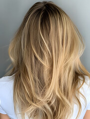 Obraz premium Blonde Hair Flowing Down with Natural Highlights in Soft Light : Generative AI