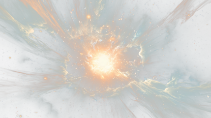 a large explosion of white and orange dust